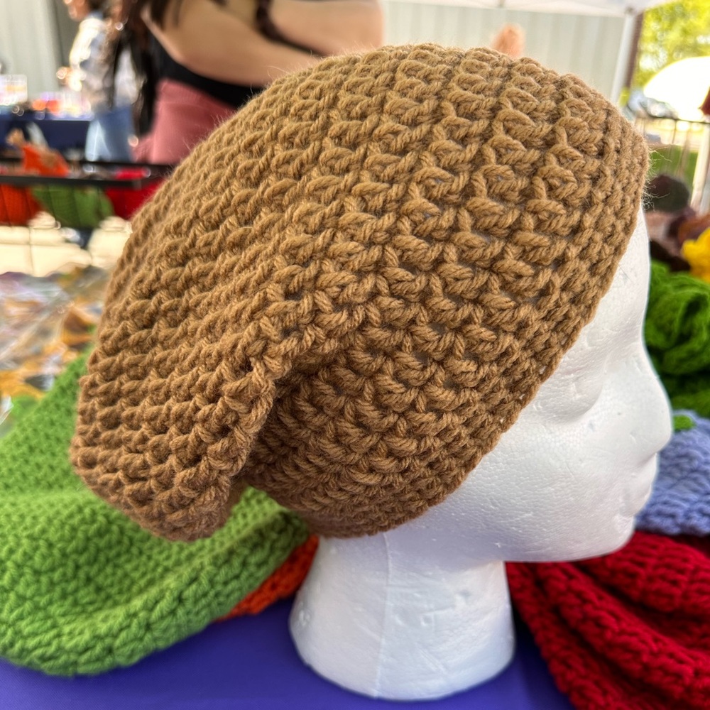 Cozy Brown Crochet Slouchy Beanie